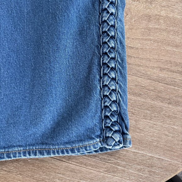 NWT Old Navy Extra High Rise Sky-Hi Wide Leg Jeans with Braiding, Size 4 - Picture 7 of 10